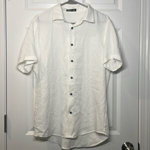 White button down formal lightweight shirt tropical vacation SHEIN men’s medium